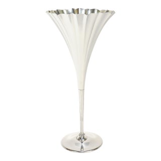 Antique 11" Tiffany & Co. Gilt Sterling Silver Floriform Trumpet Flower Vase For Sale