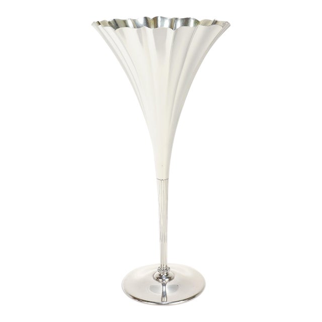 Antique 11" Tiffany & Co. Gilt Sterling Silver Floriform Trumpet Flower Vase For Sale