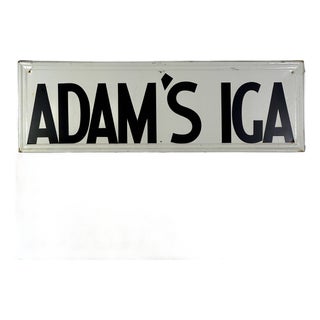 Vintage Metal Sign for an International Grocers Alliance (Iga) Store, Adam's For Sale