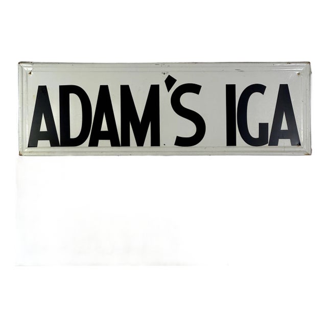 Vintage Metal Sign for an International Grocers Alliance (Iga) Store, Adam's For Sale