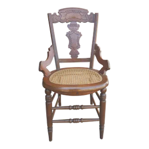 20th Century Victorian Style Walnut and Cane Seat Side Chair