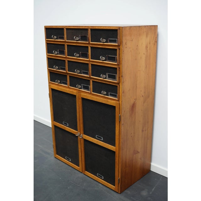 Industrial German Oak and Pine Apothecary Cabinet, Mid-20th-Century For Sale - Image 12 of 16
