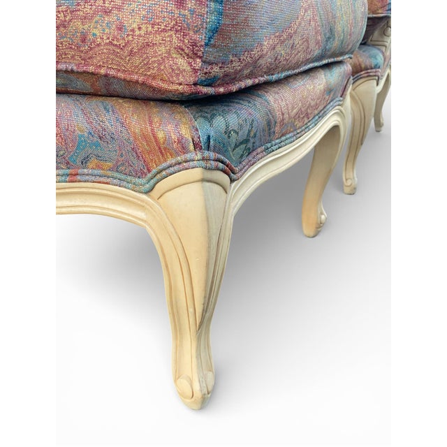 Cream Custom Upholstered Paisley French Country Bergere Chair and Ottoman by Beverley Interiors "Stewart Collection" For Sale - Image 8 of 13