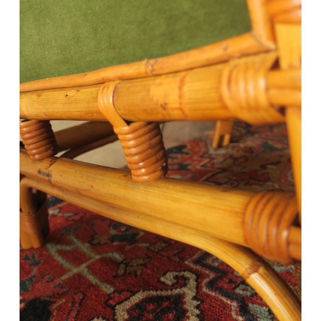 Mid-Century Wing Lounge Chair in Bamboo and Olive Green, 1960s For Sale - Image 5 of 18