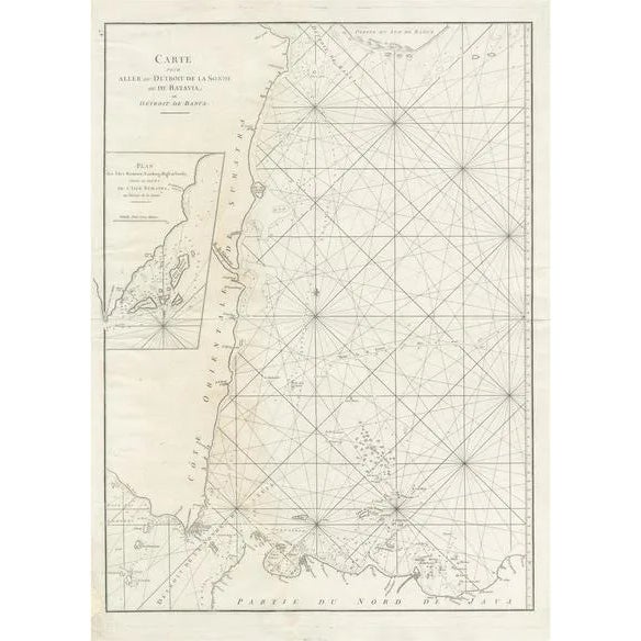 Large Antique Sea Chart of the South-Eastern Coast of Sumatra | Chairish