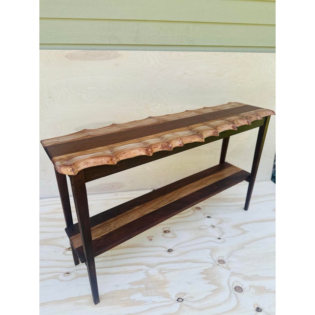 Handmade Monkey Puzzle & Ipe Console Table This handcrafted console table is a showpiece of sculptural woodwork and...