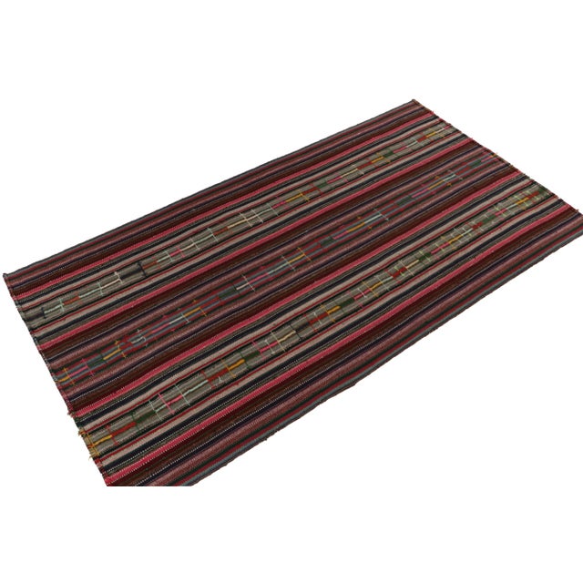 Traditional 1950s Vintage Chaput Kilim Rug in Multicolor Striped Pattern, Polychromatic For Sale - Image 3 of 8