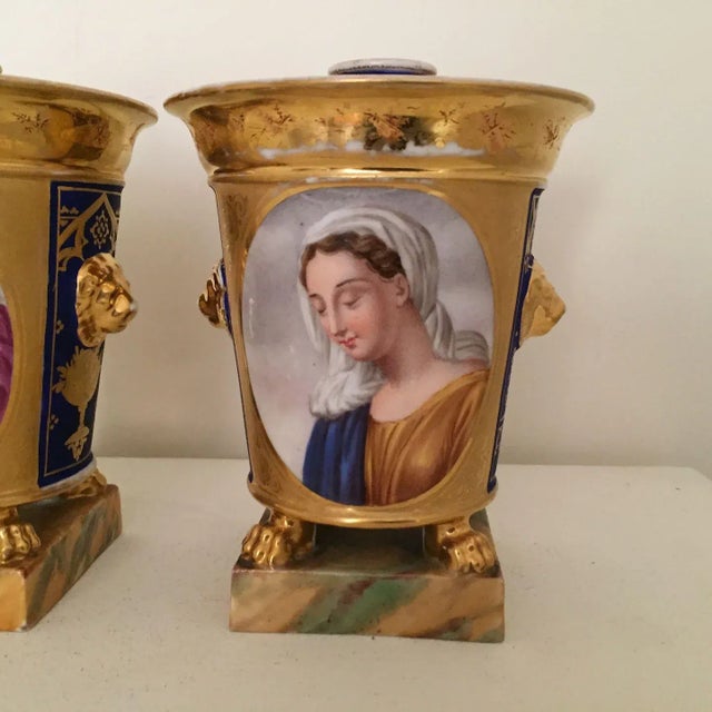 Ceramic Early 19th Century French Empire Porcelain Flower Vases - A Pair For Sale - Image 7 of 11