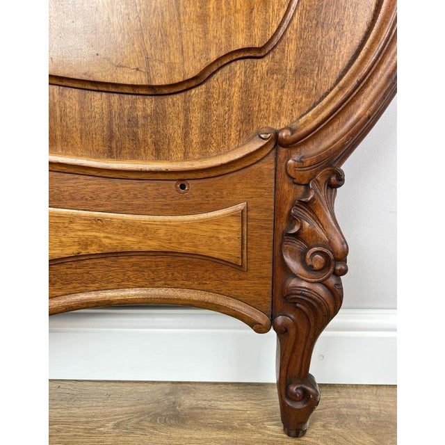 Brown Antique French Walnut Double Bed Footboard For Sale - Image 8 of 9