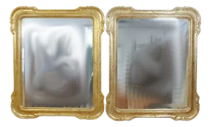 Vintage Golden Mirrors, 1920s, Set of 2