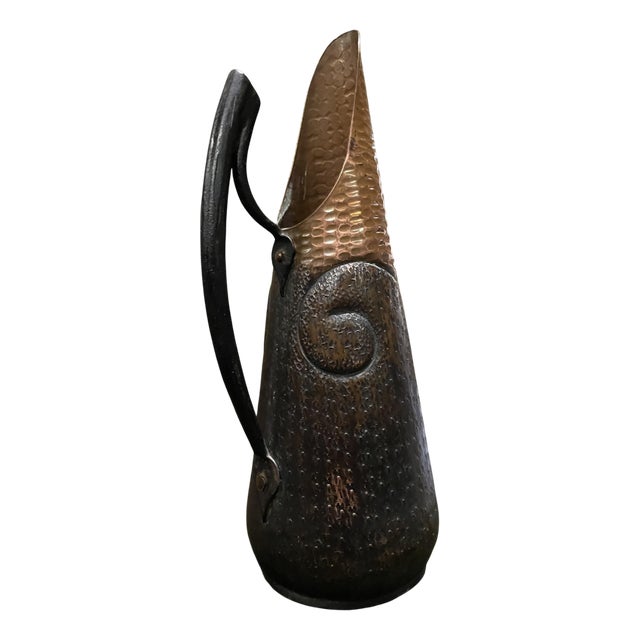 Copper and Sheet Metal Pitcher by Jean Goardère, 1910s For Sale