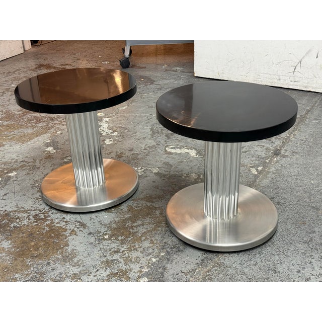 Art Deco Art Deco Revival Pedestal Vintage Side Tables, Pair For Sale - Image 3 of 12