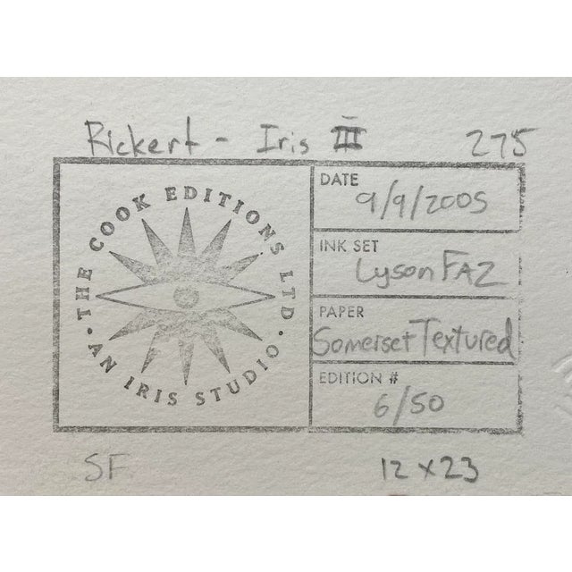 Realism Elizabeth Rickert, Iris IIi, Reproduction Print For Sale - Image 3 of 3