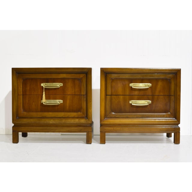 Campaign 1970s Campaign Style Nightstands by Henry M Goodman Furniture — Pair For Sale - Image 3 of 12