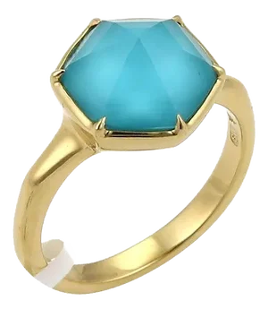 Stephen Webster Deco 4ct Blue Quartz 18k Yellow Gold Hexagon Ring