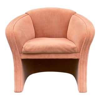 1980s Pink Fully Upholstered Barrel Chair For Sale