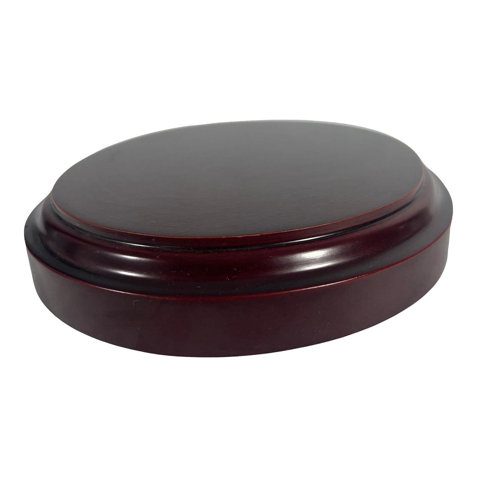 Dark Brown Oval Display Stand, Plinth or Pedestal | Chairish