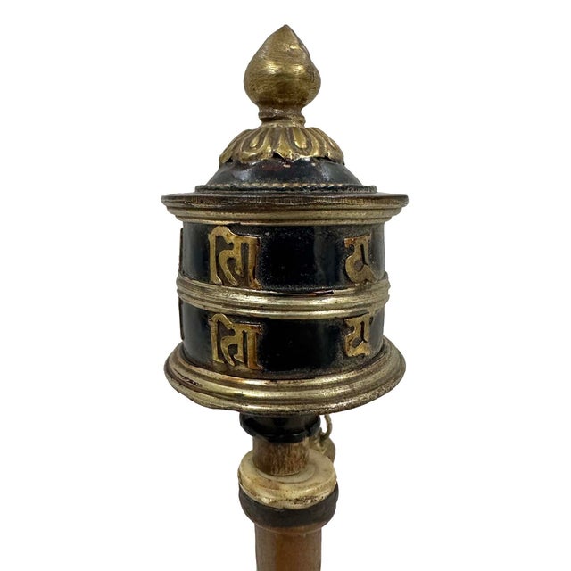Traditional Tibetan Buddhist Handcrafted Handheld Spinning Prayer Wheel For Sale - Image 3 of 9