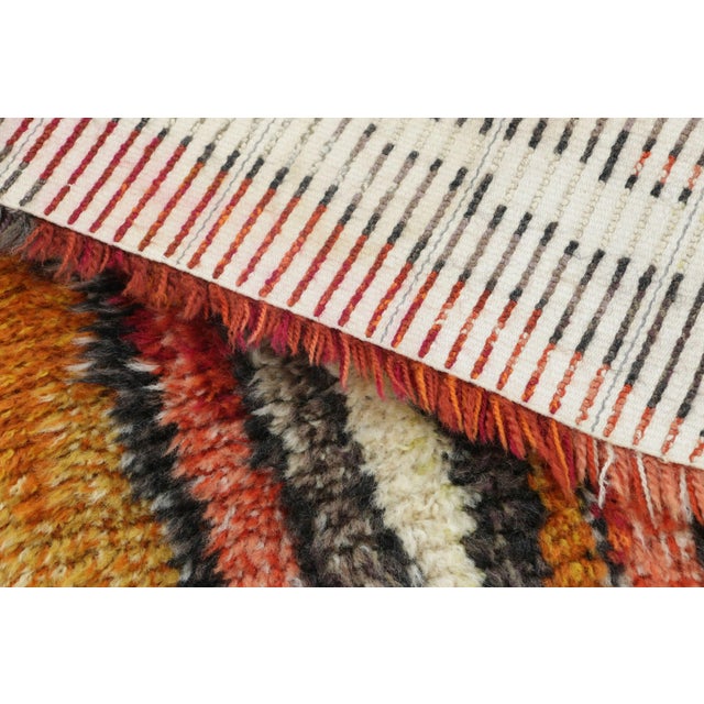 Orange Vintage Swedish Rya Runner With Red-Orange Vertical Stripes - Rug & Kilim For Sale - Image 8 of 8