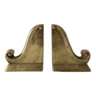 Mid 20th Century Vintage Brass Bookends - a Pair For Sale