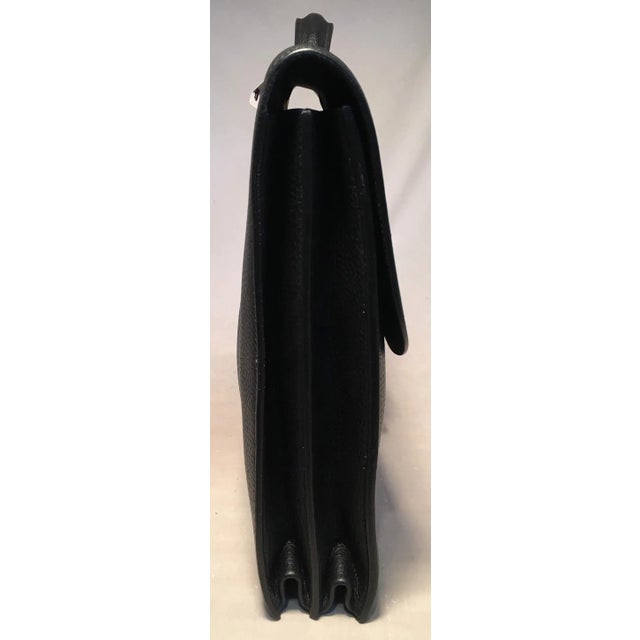 Hermes Black Noir Togo Sac A Depeches 41 Briefcase in excellent condition. Black noir togo leather trimmed with gold...