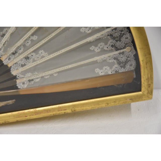 Victorian Large Hand Painted Framed Antique Fan For Sale - Image 3 of 8