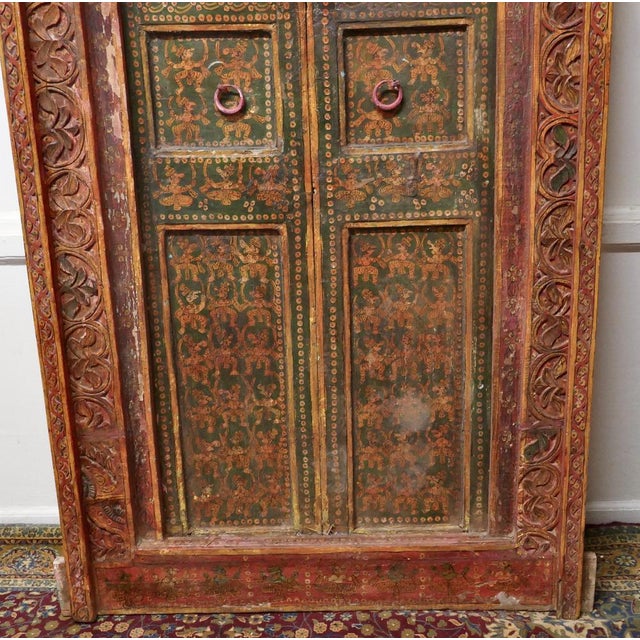 Late 19th Century Anglo Indian Painted Doors in Original Frame, 1880s For Sale - Image 5 of 11