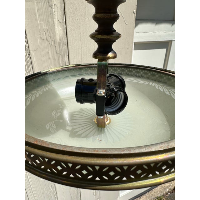 Vintage Flush Mount Fixture With Vintage Glass Shade For Sale In New York - Image 6 of 9