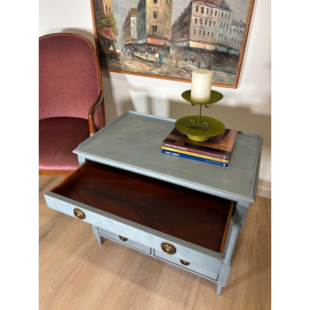 1920s Dusty Blue French Style Side Table, Newly Refinished For Sale - Image 13 of 14