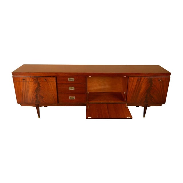 Wood Mid Century Modern Danish Style Teak Mahogany Long Credenza Fully Restored 1966 For Sale - Image 7 of 18