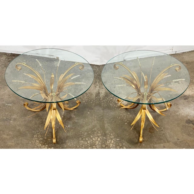 Coco Chanel Vintage Italian Gilt Sheaf of Wheat Side Tables, Pair For Sale - Image 4 of 10