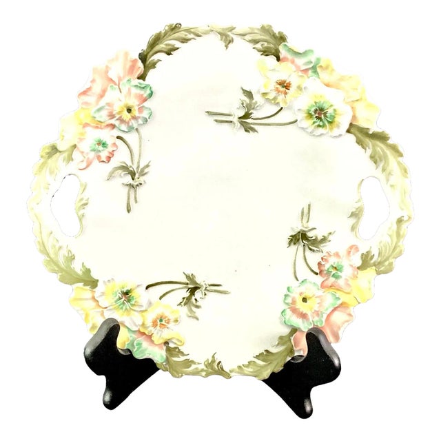 Early 20th Century Weimar Germany Porcelain Floral in Relief Platter For Sale