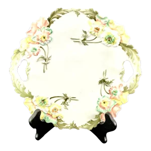 Early 20th Century Weimar Germany Porcelain Floral in Relief Platter