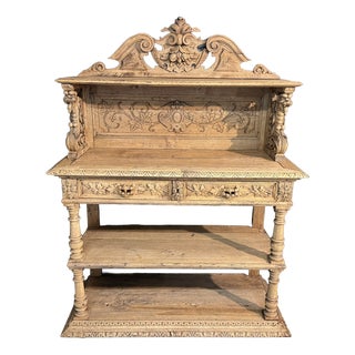 19th Century French Carved Oak Buffet, 1860 For Sale