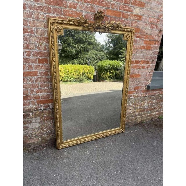 Gold Large Antique French Gilt Rope Twist Framed Mirror For Sale - Image 8 of 8