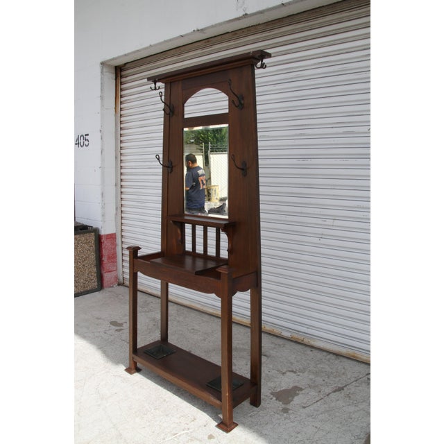 Early 20th Century Mission Hall Tree With Drawer For Sale - Image 4 of 10