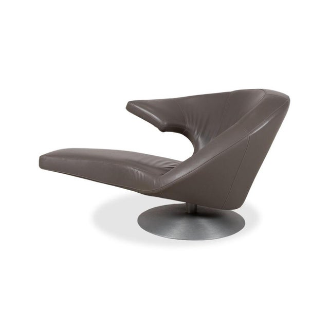 Parabolica Leather Armchair in Grey with Swivel Function by Leolux For Sale - Image 11 of 13