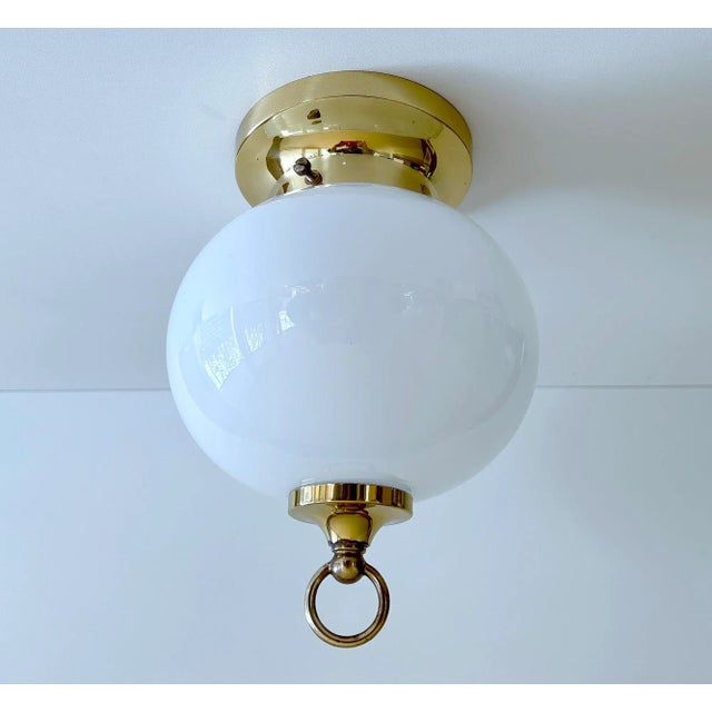 Mid-Century Modern Vintage Glass and Brass Ceiling Light from Limburg For Sale - Image 3 of 11