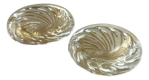 Pair of 1960s Murano Glass Swirl Ashtrays / Small Dishes With Gold Aventurine After Barovier & Toso