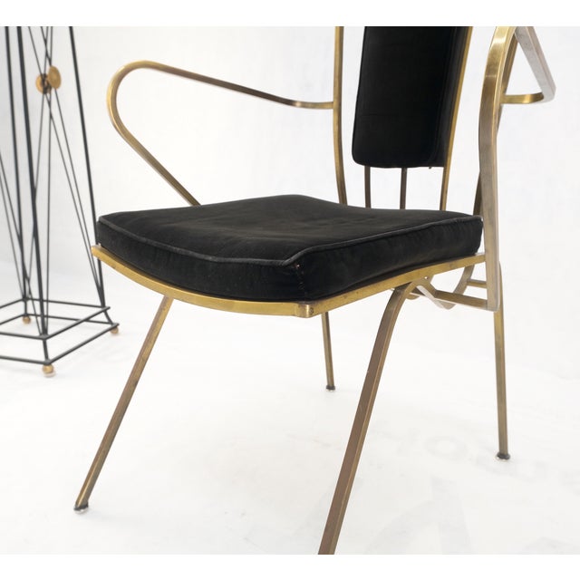 Bent Square Solid Brass Bar Dining Armvhair Armchair French Art Deco MCM For Sale - Image 12 of 12