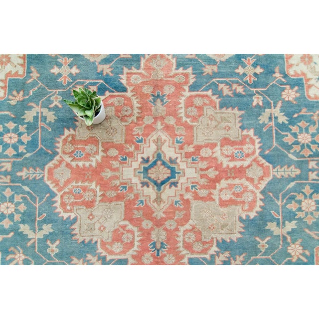 Traditional 1920s Antique Oushak Medallion Hand-Knotted Rug - 7’10” X 9’3” For Sale - Image 3 of 11