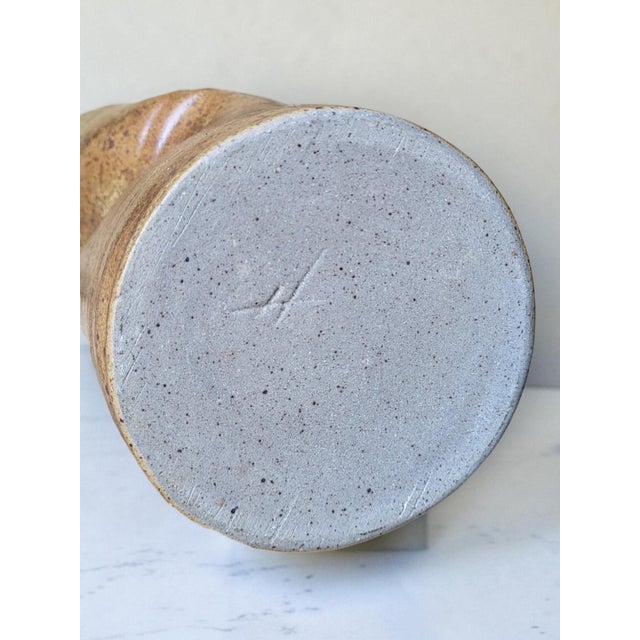 Brown Vintage Stoneware Roller Vase, 1980s For Sale - Image 8 of 9