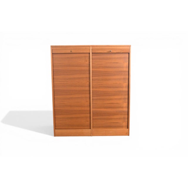 Danish Modern Tambour Locking File Cabinet in Teak | 1960s For Sale In San Francisco - Image 6 of 12