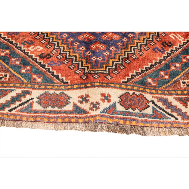 Terra Cotta Semi-Antique Hand-Knotted Persian Qashqai Rug 5'3" X 8'8" For Sale - Image 8 of 14