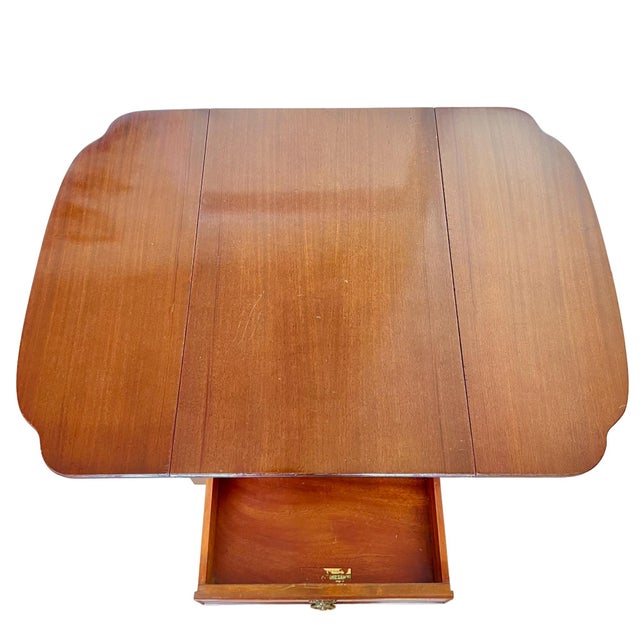 Mid 20th Century Regency Mahogany Drop Leaf Lyre Table For Sale - Image 10 of 12