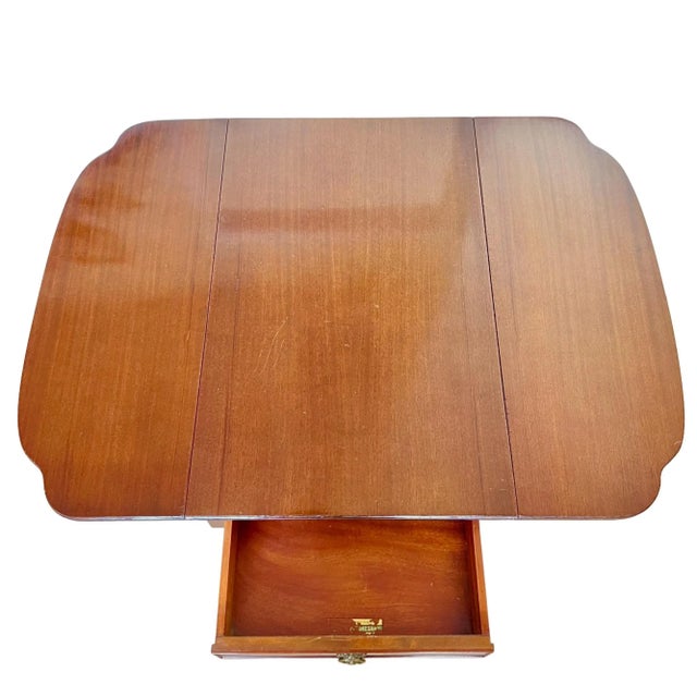 Regency Mahogany Drop-Leaf Table With Lyre Design, Circa 1945 For Sale - Image 10 of 12