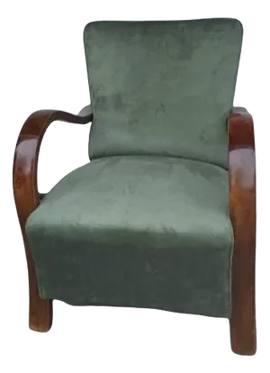 Set of Art Deco Green Lounge Chairs, 1920s