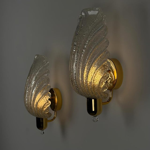 Gold Large Vintage Wing Wall Sconces from Barovier & Toso, Italy, 1980s, Set of 2 For Sale - Image 8 of 17