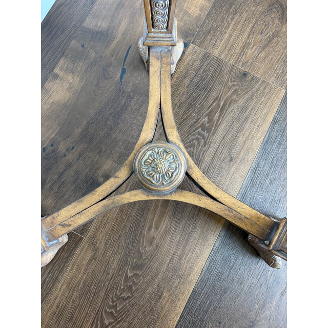 Vintage Neoclassical / Gothic Revival Style Cast Metal & Glass Accent Table For Sale - Image 9 of 9
