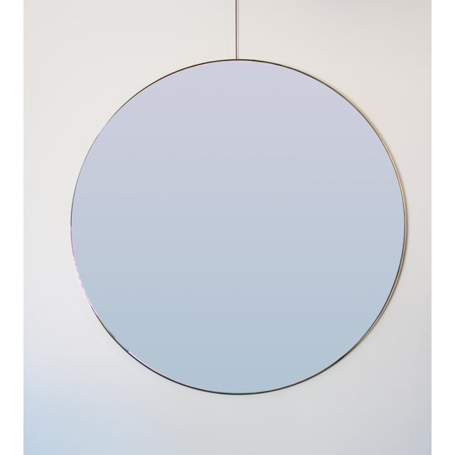 Vintage Round Mirror with Brass Frame, 1970s For Sale - Image 3 of 3